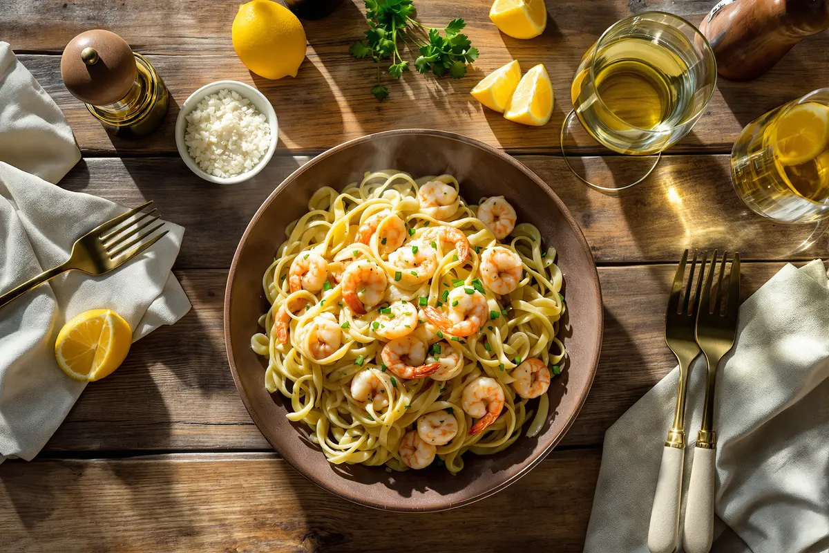 Le secret de ces linguine aux crevettes ? Tout le monde en redemande !